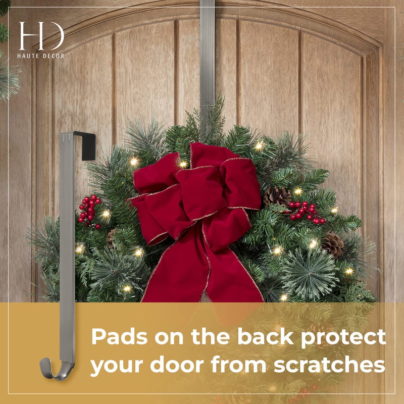 هاوت ديكور Haute Decor Adapt شماعة إكليل قابلة للتعديل (نيكل مصقول) - شماعة إكليل فوق الباب للباب الأمامي - شماعة إكليل معدنية قوية - تحمل ما يصل إلى 20 رطلاً - Image 2